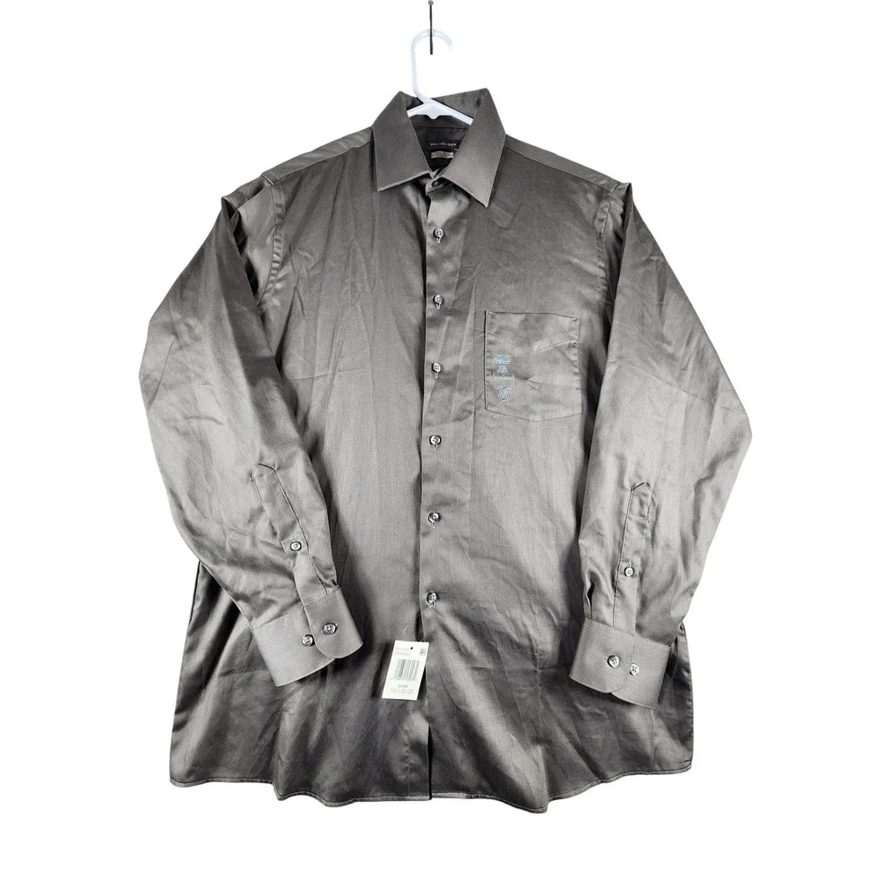 Van Heusen Mens Regular Fit Stretch Dress Shirt Storm Grey 15.5 32/33 20F6508071 - Picture 1 of 5